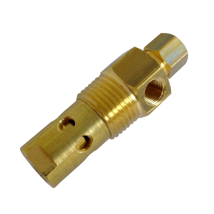 Válvula De Retenção 1/2" NPT x Tubo 5/16" - 2,6 Com Pistão Em Latão E Vedação Nitrílica/NBR Para Compressor A Pistão.