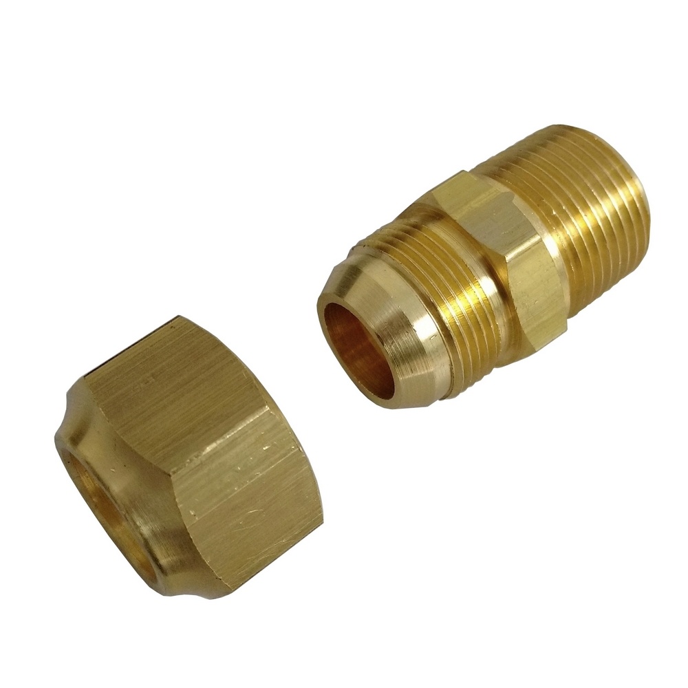 União Reta Para Tubo Flangeado 3/4" x Rosca 1/2" NPT Em latão