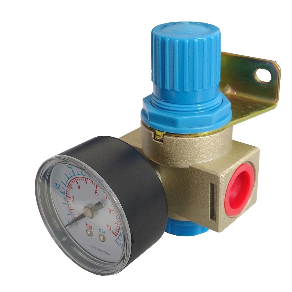 Regulador De Pressão Rosca 1/2" BSP  C/ Manômetro - Linha Econômica 8 Bar
