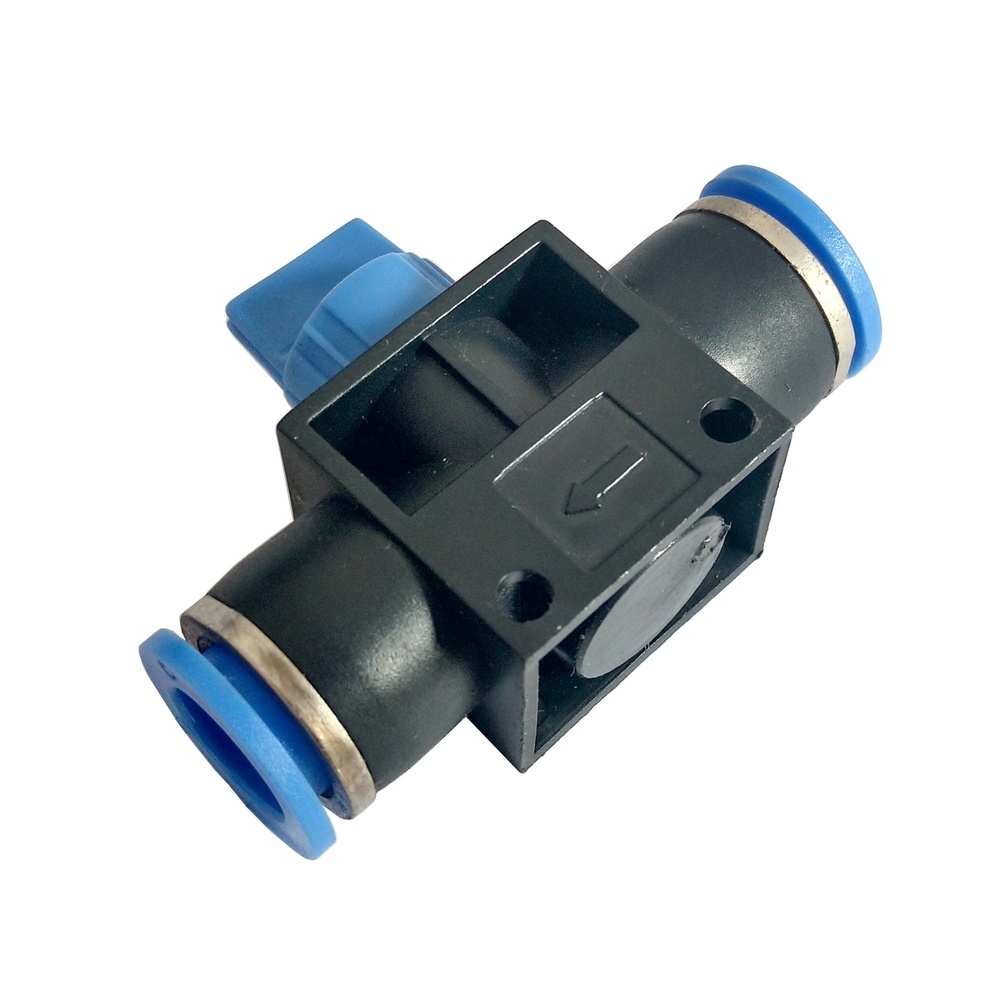 Válvula De Fechamento Manual Tubo 10 mm 3/2 Vias c/ Escape - HVFF (Conexão Pneumática Instantânea)