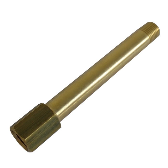 Prolongador 1/4" NPT x 130 mm Em Latão Para Refrigeração De Moldes/Matrizes.