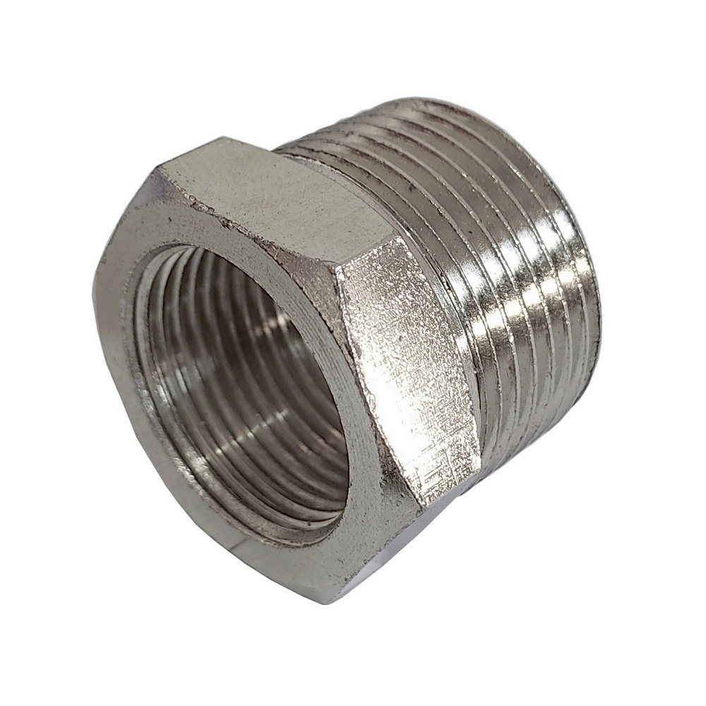 Bucha De Redução 1/2" x 1/4" BSPT Em Latão Niquelado