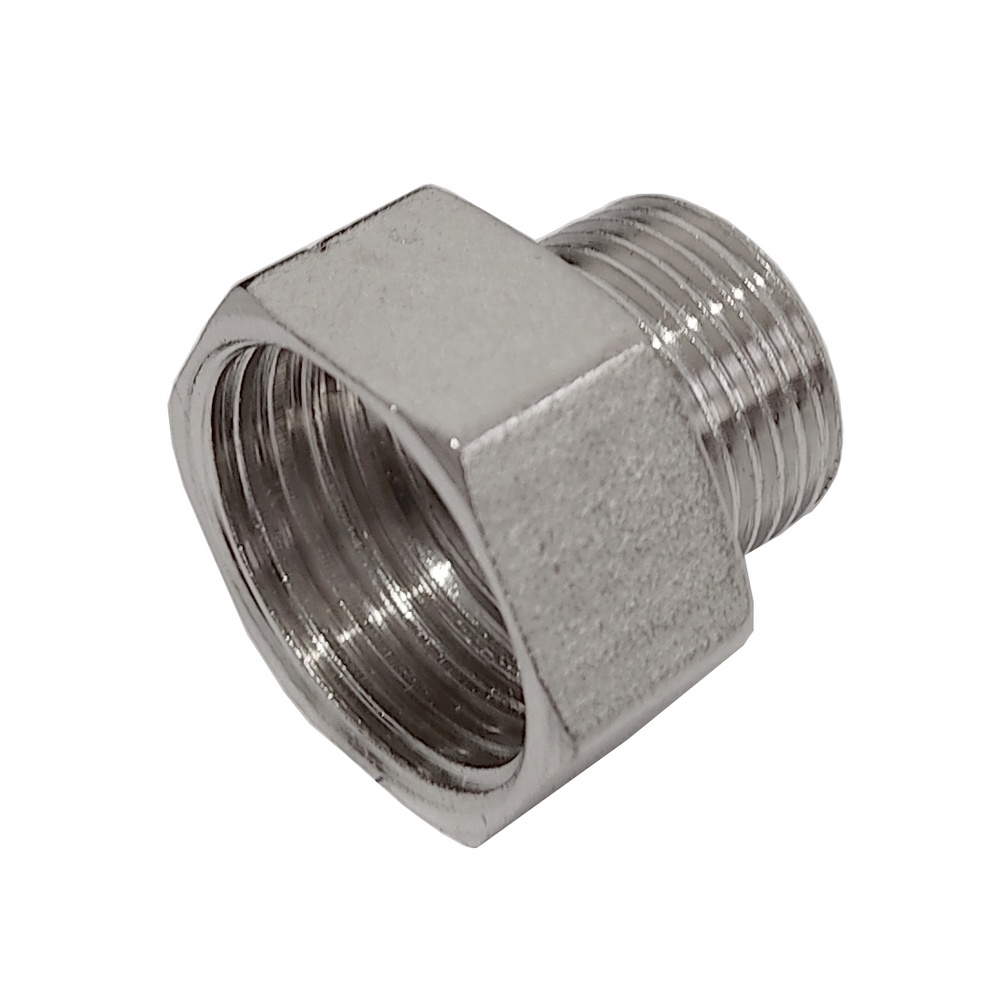 Adaptador Fêmea 3/8" BSPT x Macho 1/4" BSPT Em Latão Niquelado