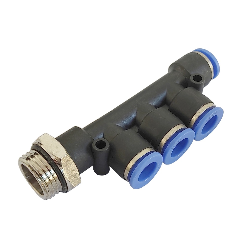 Distribuidor Múltiplo 10 mm x 1/4" BSP - PKB (Conexão Pneumática Instantânea)