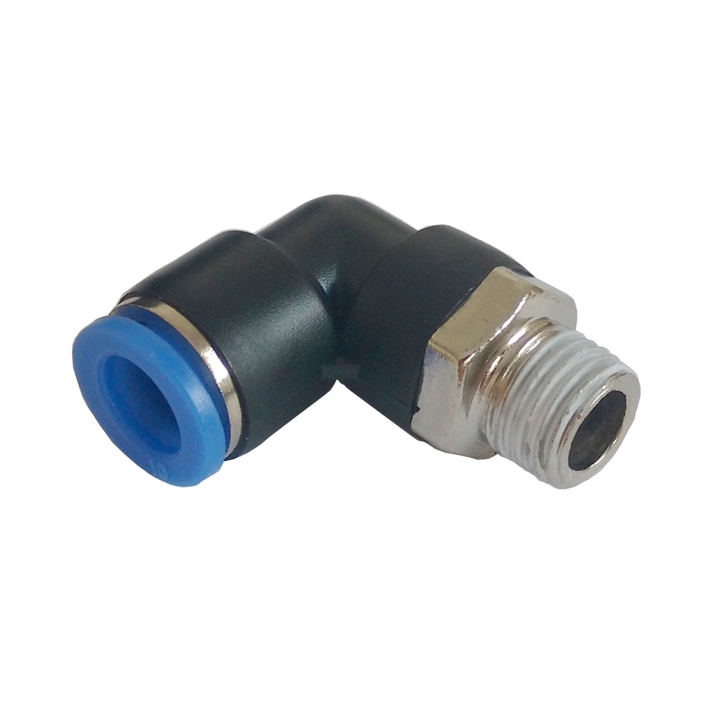 Cotovelo Tubo 8 mm x Rosca 1/8" NPT - PL (Conexão Pneumática Instantânea)