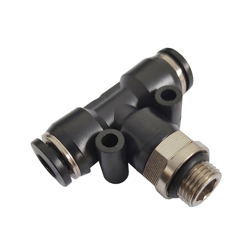 Tee Macho Central Tubo 4 mm x Rosca M3 Compacta - PT (Conexão Pneumática Instantânea)