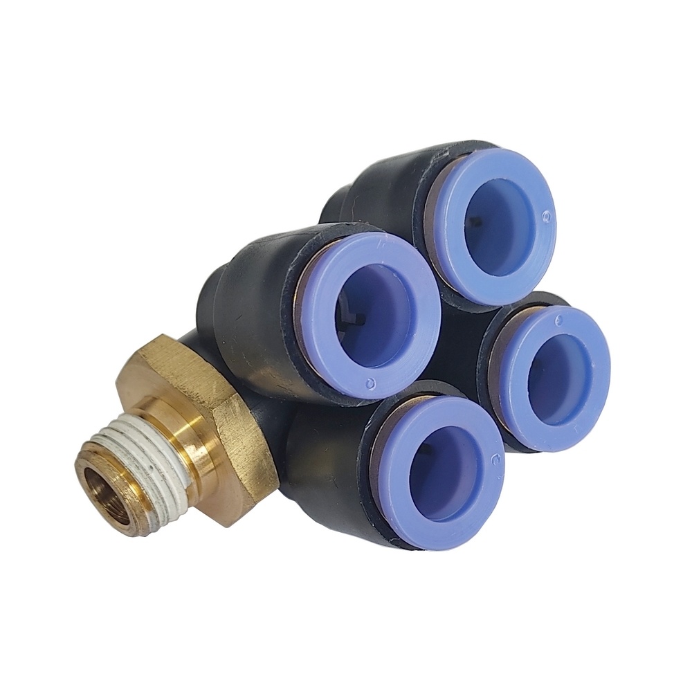 Distribuidor Múltiplo Tubo 6 mm x 1/4" NPT - PAT (Conexão Pneumática Instantânea)