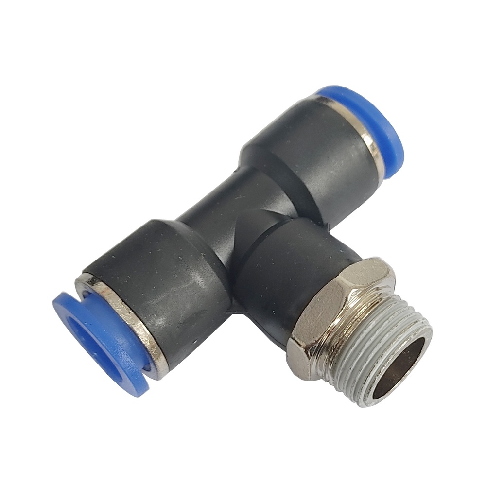 Tee Macho Central Tubo 4 x 1/4 NPT - PT (Conexão Pneumática Instantânea)