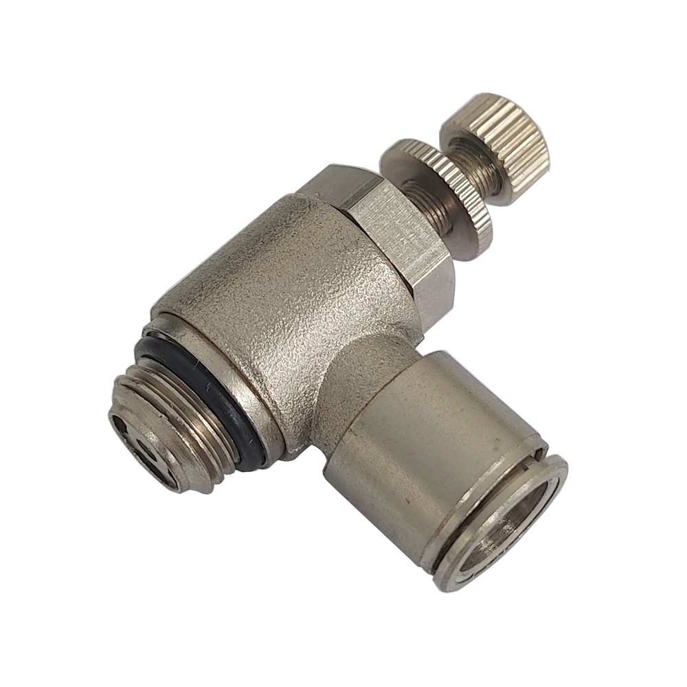 Regulador de Fluxo Tubo 8 x Rosca Macho 1/8" BSP - MNSE (Conexão Pneumática Metálica)