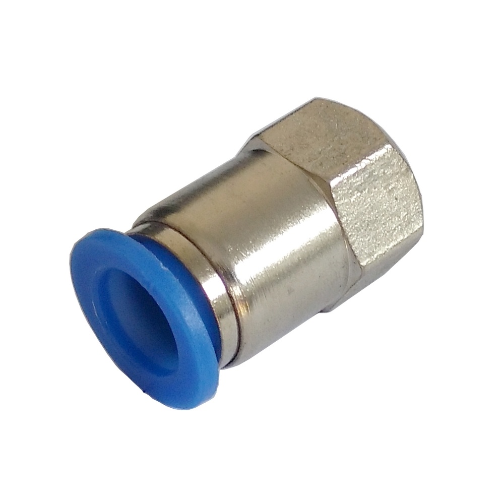 Conector Reto Tubo 1/2" x Rosca Fêmea 1/4" NPT - PCF (Conexão Pneumática Instantânea)