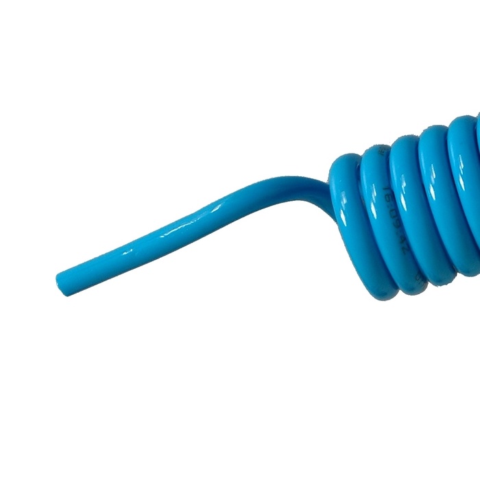 Mangueira espiral 8 mm x 3,5 metros linear em poliuretano na cor azul 