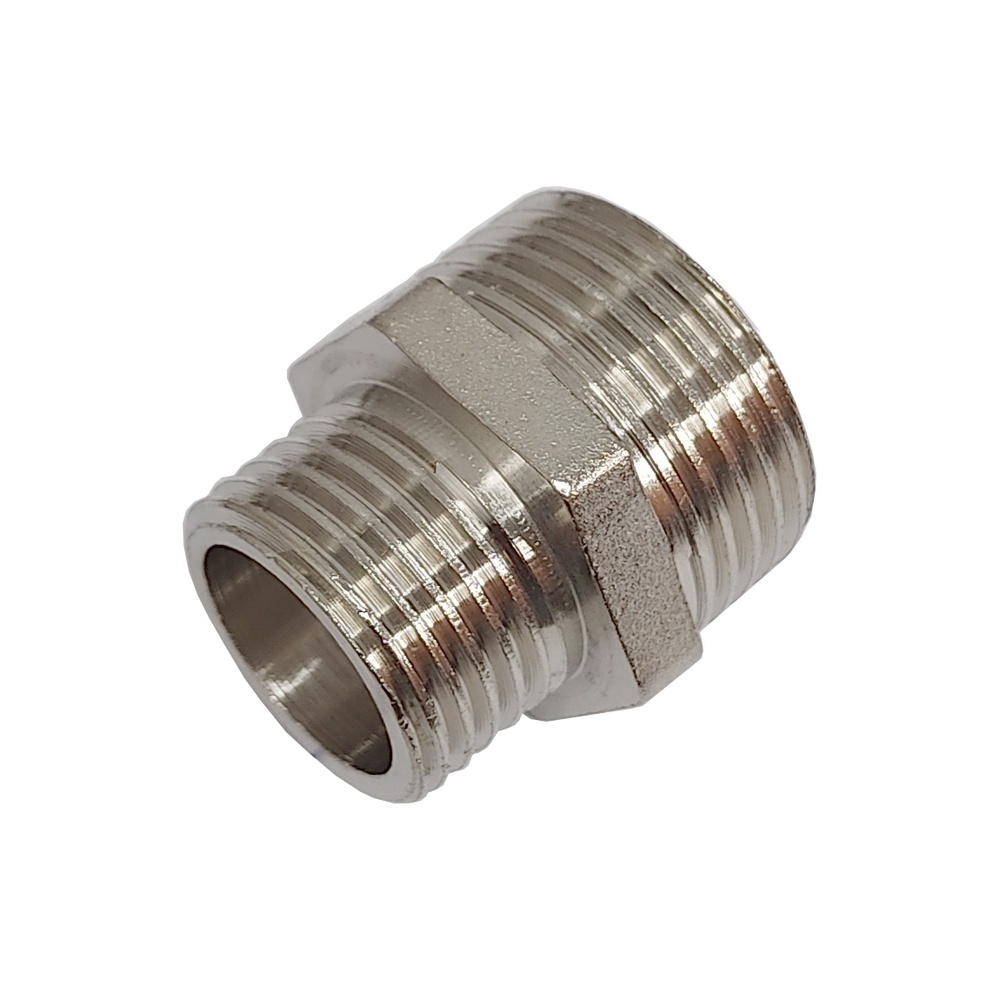 Niple De Redução 1/2" x 1/4" BSPT Em Latão Niquelado