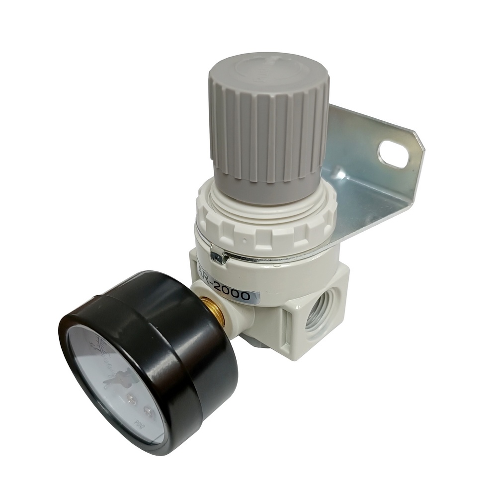 Regulador De Pressão Rosca 1/4" BSP  C/ Manômetro - Linha Econômica 8 Bar