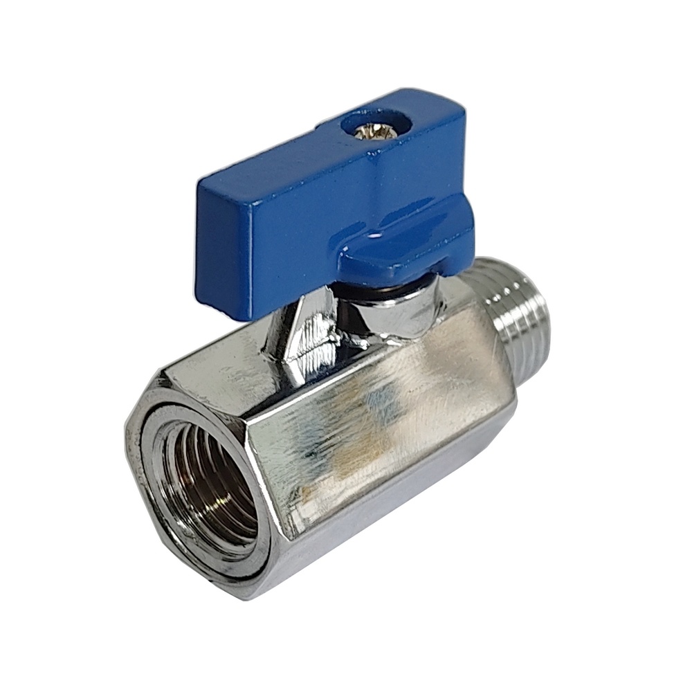 Válvula de Esfera Mini Macho/Fêmea 3/8" BSP em Aço Inox 304 - PN20