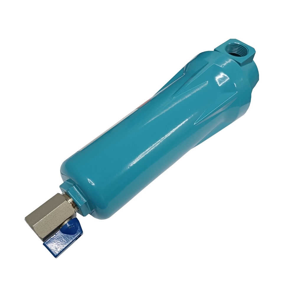 Filtro Coalescente Pré 1" BSP 53 PCM 3µm c/ Purgador Manual (Refistro M/F 1/2" BSP)