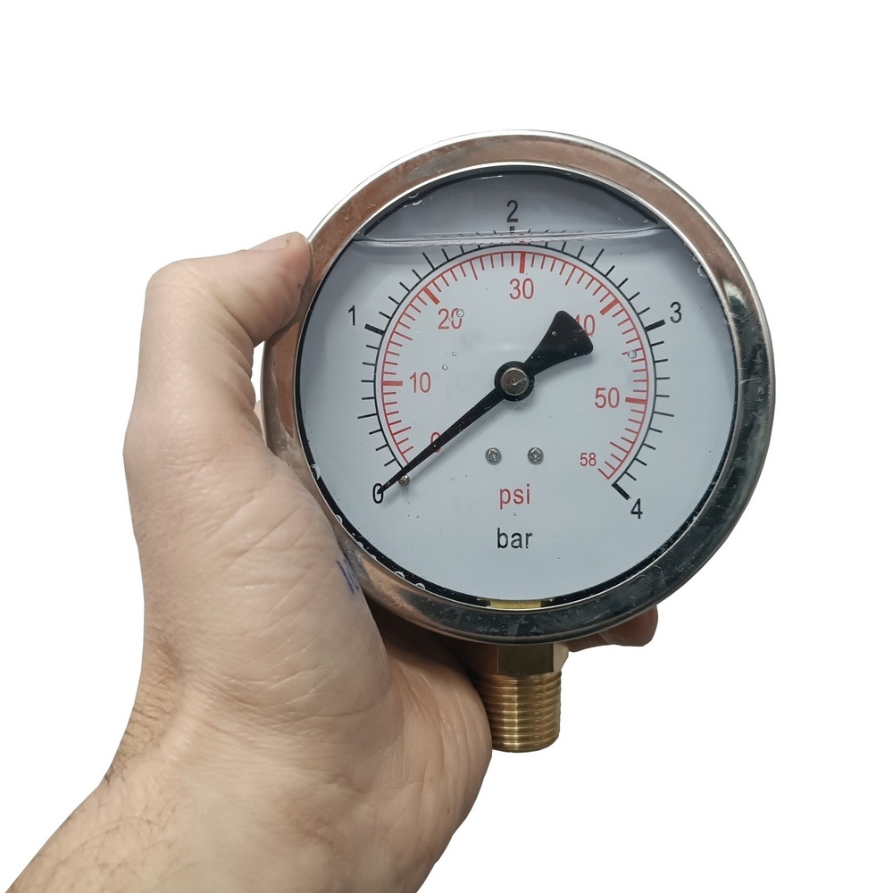 Manômetro Vertical 58 PSI / 4 Bar c/ Rosca 1/2