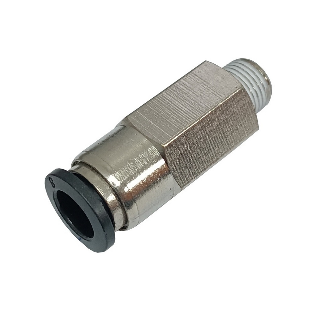 Conector Reto c/ Retenção Tubo 6 x Rosca Macho 1/8" BSPT - (Conexão Pneumática c/ Retenção)