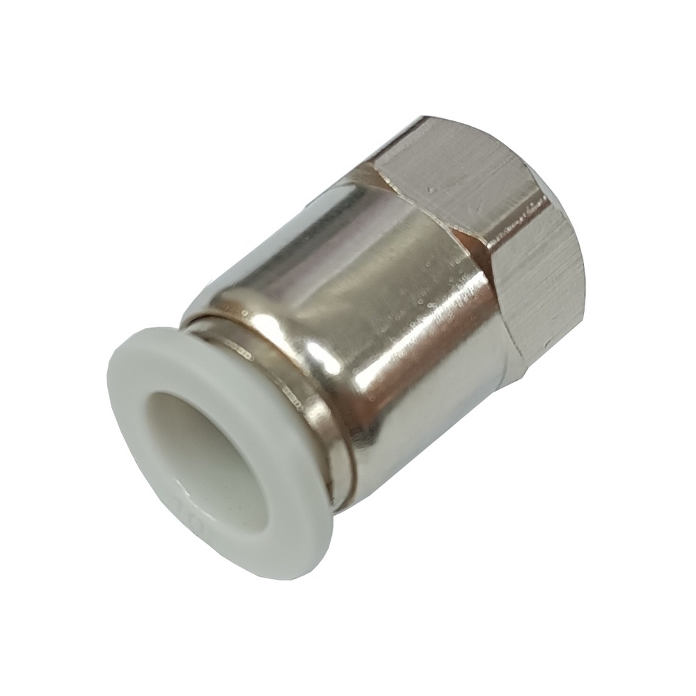 Conector Reto Tubo 8 x Rosca Fêmea 1/4" BSP - PCF-G (Conexão Instantânea Primeira Linha Branca)