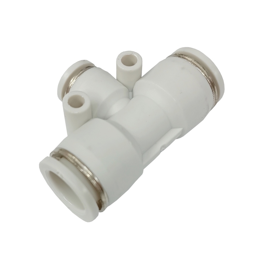 Tee Redução Tubo 12-8-12 mm - PTG (Conexão Pneumática Primeira Linha Branca)