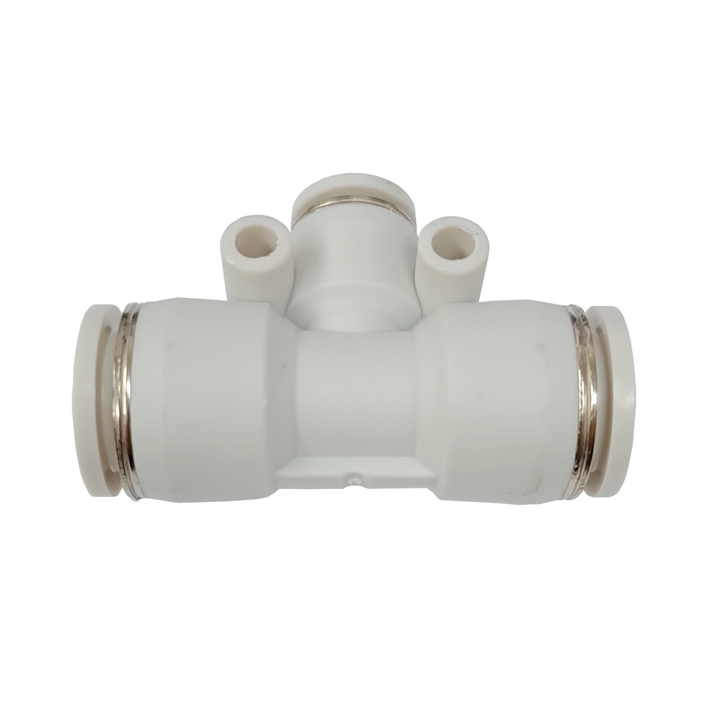 Tee Redução Tubo 12-10-12 mm - PTG (Conexão Pneumática Primeira Linha Branca)
