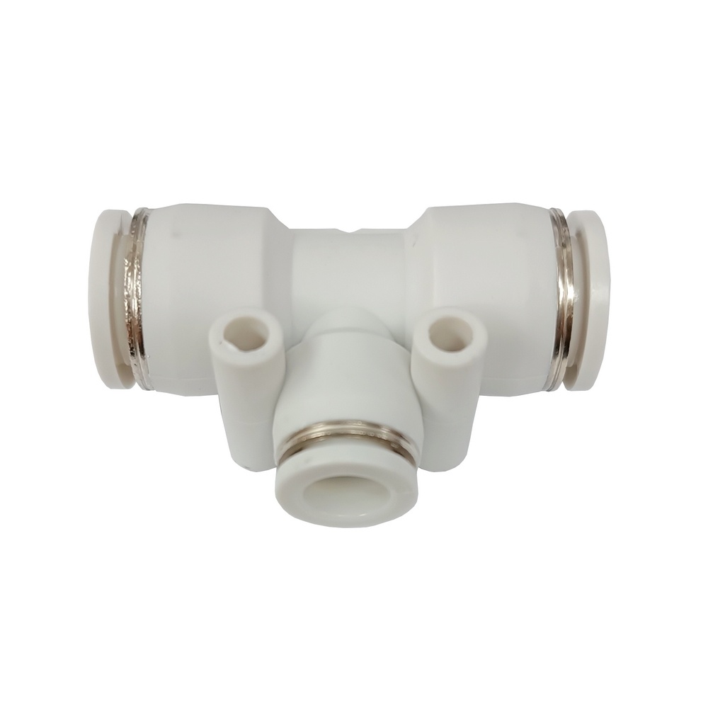 Tee Redução Tubo 12-10-12 mm - PTG (Conexão Pneumática Primeira Linha Branca)