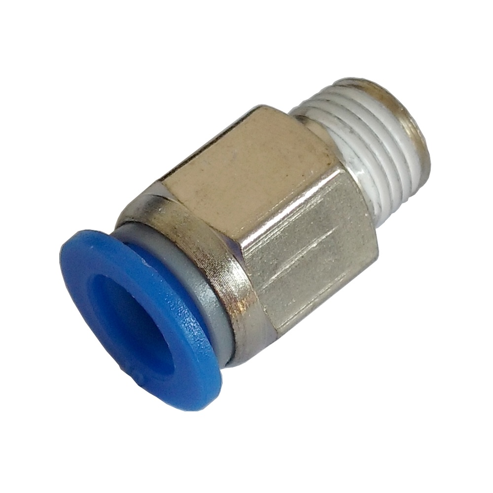 Conector Reto Tubo 10 mm x Rosca Macho 1/8" NPT - PC (Conexão Pneumática Instantânea)
