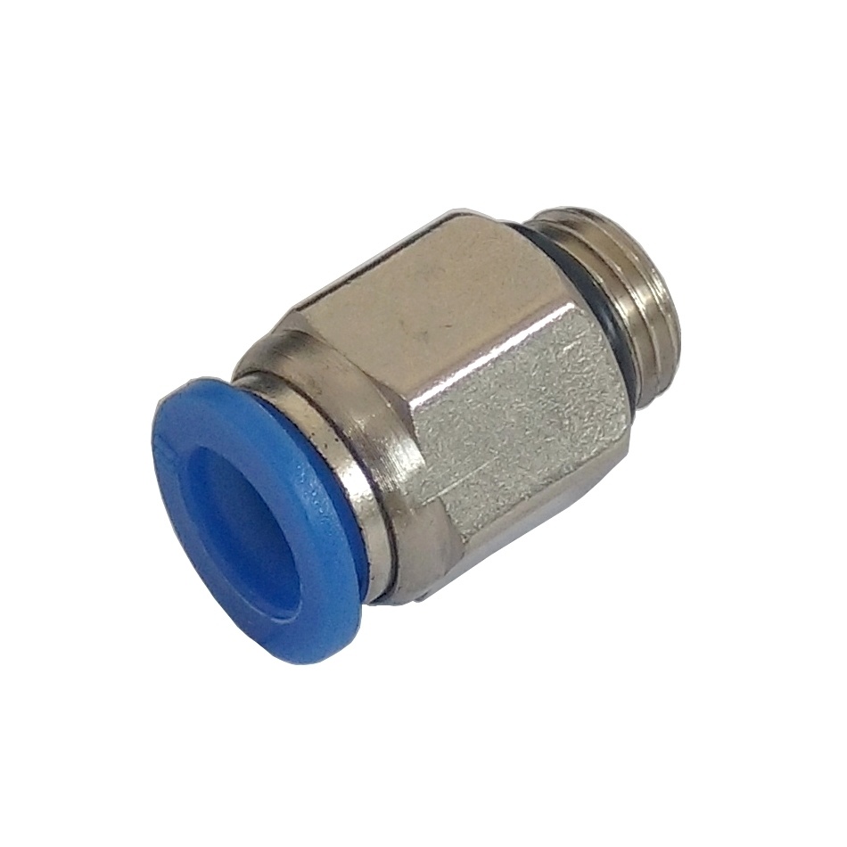 Conector Reto Tubo 6 mm x Rosca Macho M5 - PC-G (Conexão Pneumática Instantânea).