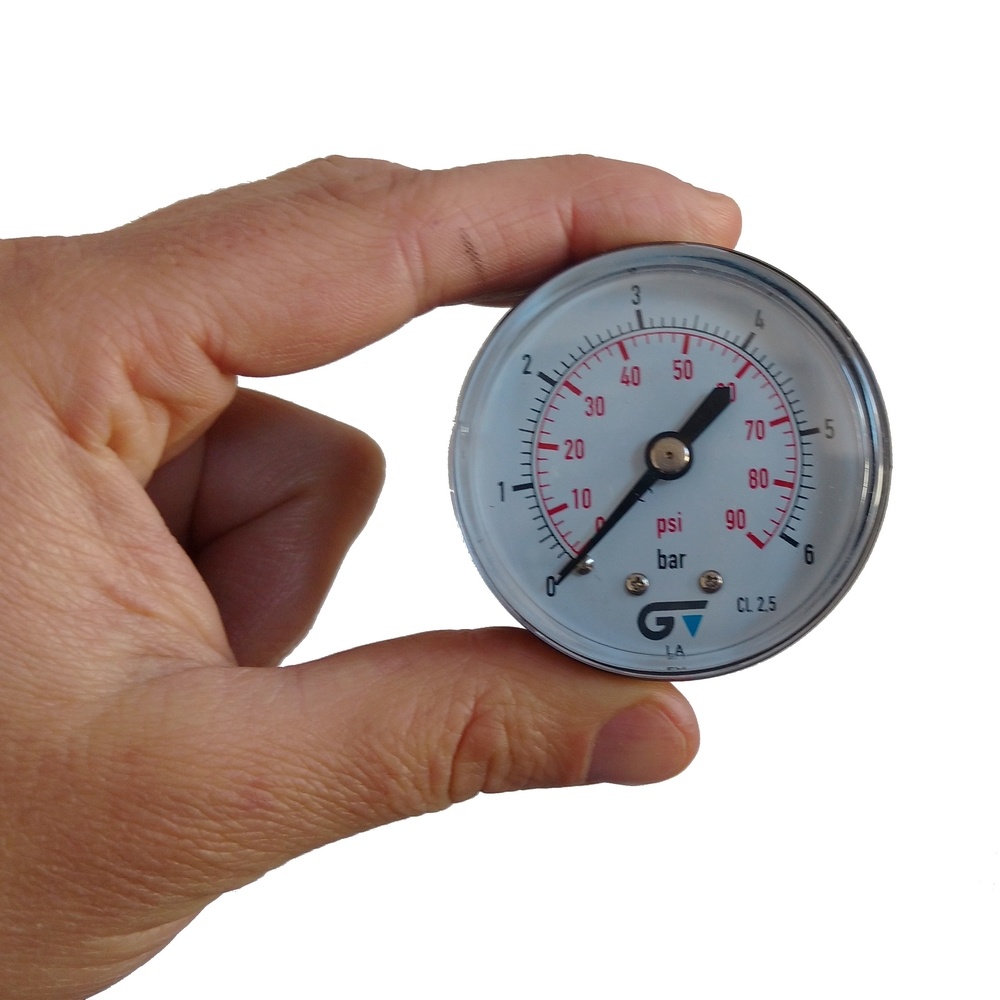 Manômetro Horizontal 90 PSI / 6 Bar Com Rosca 1/4